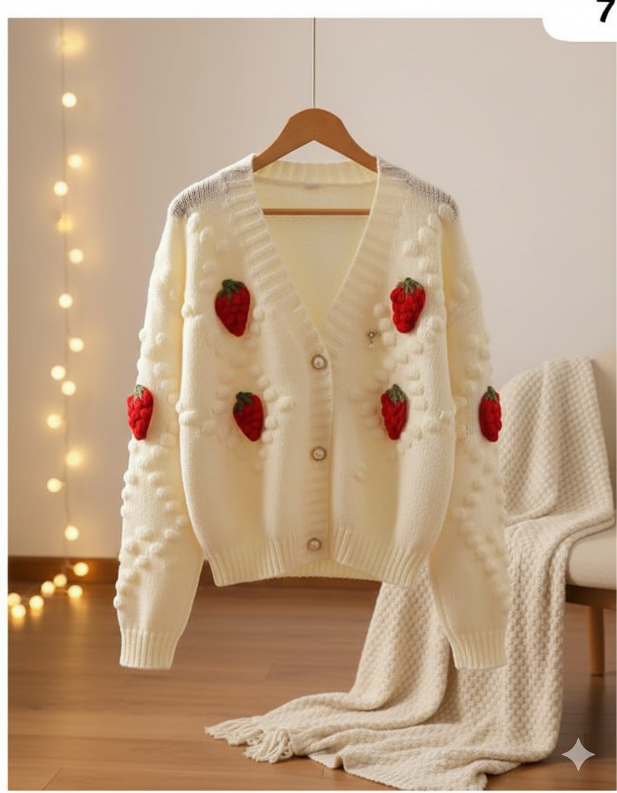 Home Cardigan Blanc Fraise